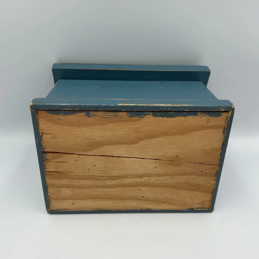 Vintage Wooden Recipe Hinged File Box Kitchen Farmhouse Cottagecore Pigs